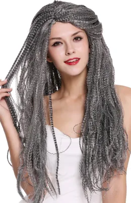 Produktbild von WIG ME UP Perücke Krepplocken Schwarz Grau Hippie Hexe 09428-ZA103/ZA68A