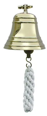 Produktbild von Schiffsglocke, Messing antik, mit Halter & Bändsel, 10 cm