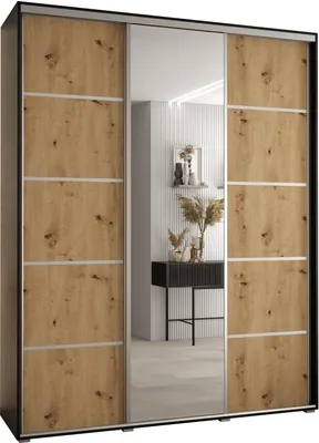 Produktbild von MEBLE KRYSPOL Davos 5 Schrank, drei Türen - 235,2x200x45 cm - Schwarz Artisan Silber