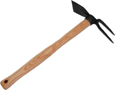Produktbild von Breitblatt Häckchen 2 Zinken Eschenholz Stiel 40 cm Kopf 7 cm Zinken 9 cm 460 g