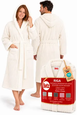 Produktbild von Betz Bademantel Microfaser mit Kapuze - RIGA - für Herren und Damen Größe S/M Farbe: creme