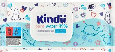 Immagine prodotto di Kindii Salviette per bambini Pure Water 99% 60 pezzi
