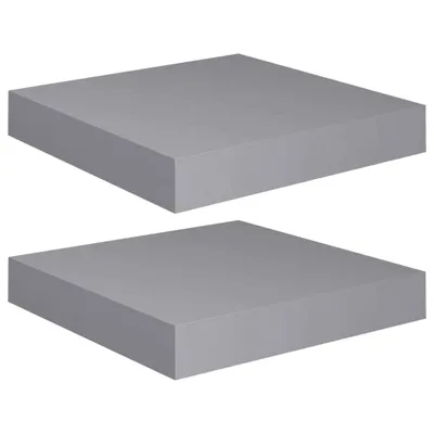 Obrázok produktu pre Plávajúce nástenné police 2 ks, sivé 23x23,5x3,8 cm, MDF