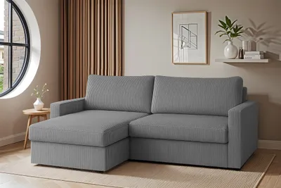 Produktbild von Ecksofa Sofa mit Schlaffunktion BENDIK Stoff Poso Grau Ottomane Links
