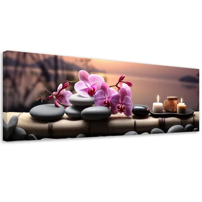 Produktbild von Leinwandbild Rosa Zen-Orchideen 120x40 Feeby Rosa bild für die wand bereit zum aufhängen