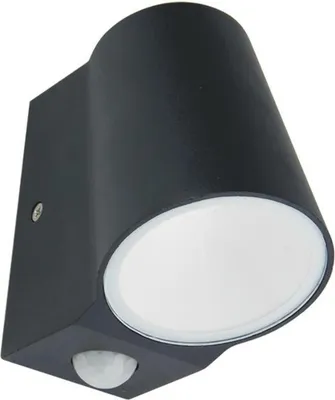 Productafbeelding van ACA LED-COB buitenwandlamp met sensor, 6 W, 400 lm, 100° lichtopbrengst, 230 V AC, 3000 K, donkergrijs, CRI 80, IP54, 30.000 uur levensduur, LG0509GPIR