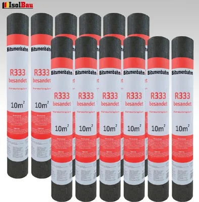 Produktbild von Isolbau Dachpappe R333 Besandet 120m2 12 Rollen Bitumenbahn Bitumen-Dachbahn