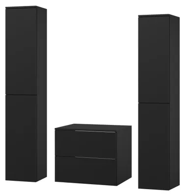 Productafbeelding van Badkamerset, 3-delig: Onderkast + 2 hoge kasten, kleur zwart (2S 60 + 2D 160 X2)
