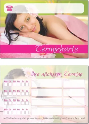 Produktbild von 100 Stück hochwertige Terminkarten Wellness Massage Erholung Entspannung Spa Physiotherapie Kosmetik