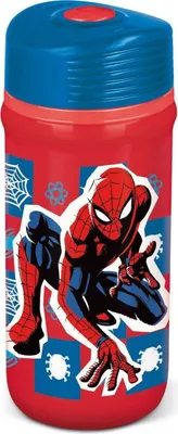 Image de Marvel - Bouteille rouge et bleue de plastique pour enfants Spiderman 390 ml avec bouchon anti-fuite