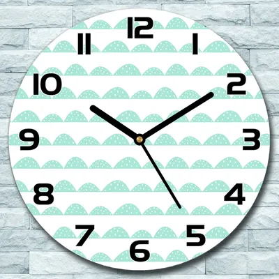 Produktbild von Wanduhr aus Glas Rund fi 30 Hügelreihe blau weiß Quarz Deko Schlafzimmer Büro