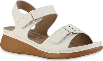 Produktbild von VAN HILL Damen Komfort Sandalen Bequem Cut-outs Freizeit Schuhe 841627, Farbe: Beige, Größe: 41