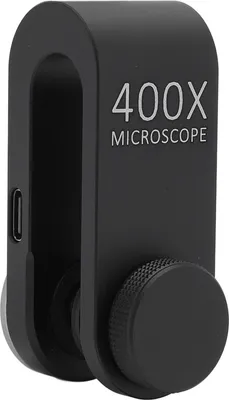 Zdjęcie produktu dla VELATEMOR Obiektyw mikroskopowy do telefonu 400X, z oświetleniem LED, klipsem do obiektywu, uniwersalny przenośny obiektyw makro do smartfona, ciesz się mikroświatem dla dzieci i dorosłych, stop aluminium
