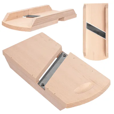 Produktbild von Gemüsehobel aus Holz mit scharfen Edelstahlklingen, Krauthobel, Gurkenhobel, Kohlhobel, Küchenhobel für Gemüse, Gurkenreibe (23 x 10 cm)