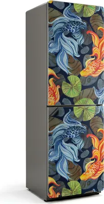 Produktbild von Muster mit Wassermotiven – Magnetische Kühlschrank Abdeckung – Dekorfolie magnetisch Küche – Kühlschrank Magnet Deko – selbstklebende Magnettafel – Magnetfolie für Kühlschranktür – 60x190 cm