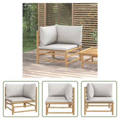 Produktbild von The Living Store Garten-Ecksofa mit Hellgrauen Kissen Bambus