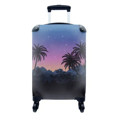 Produktbild von MuchoWow® Koffer Handgepäck Trolley Rollkoffer Kleine Reisekoffer mit 4 Rollen - Palme - Berg - Nacht - Cabin Size < 55x40x23 cm & 55x40x20 cm - Fotokoffer - Kabinenkoffer - Boardgepäck - Reise-Box - Reisekoffer - Reisegepäck - Koffer mit Bild - Trolley für Kinder