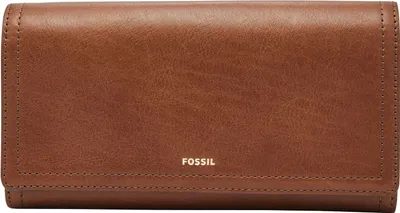 Produktbild von FOSSIL Leder Geldbörse Logan Flap Clutch Brown braun