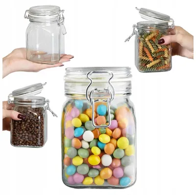 Imagen del producto de Recipientes de vidrio Bimberek, cuadrados, de 750 ml, herméticos, para alimentos
