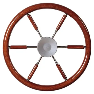 Imagen del producto de Volante VETUS KWL55 de acero inoxidable con radios de caoba y diámetro de 55 cm