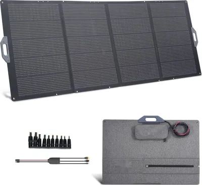 Produktbild von Faltbares Solarpanel - 400 W Solarladegerät - 24 % Wirkungsgrad - Monokristallin - MC4-Ausgang - 10-in-1-DC-Adapter - IP67 Wasserdicht - Für Powerstations & Camping