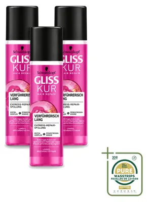 Productafbeelding van 3 x Gliss Kur Hair Repair Long & Sublime Express Repair Conditioner, 200 ml - Voorraadpakket - 3 stuks