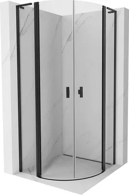 Immagine prodotto di Mexen Mist L cabina doccia semicircolare a battente 80 x 80 cm, trasparente, nera - 8A32L-080-080-70-00