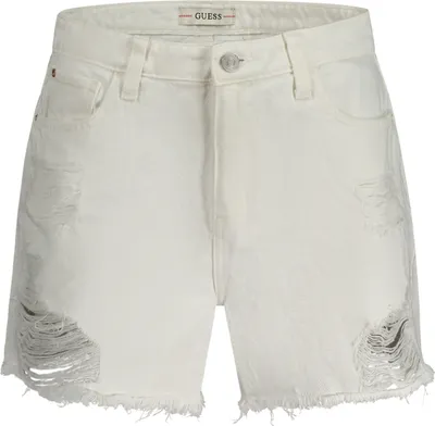 Image de Short en jean blanc pour femme, look usé, coton recyclé