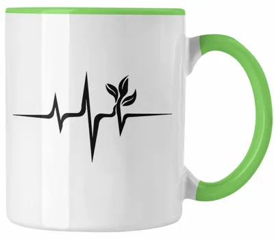 Produktbild von Veganer Tasse Geschenk Herzschlag Vegan Geschenkidee Lustiger Spruch Vegane Lebensweise Spruch (Grün)