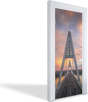 Produktbild von Türfolien Design Selbstklebende Wandsticker Türtapeten - Brücke bei Sonnenuntergang - 75 x 205 cm