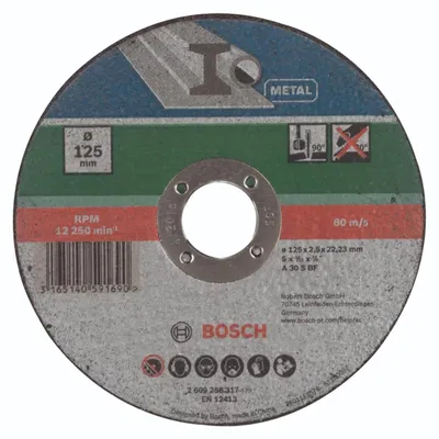 Image de Bosch 2609256317, Disque à tronçonner, Métal, Bosch, 2,22 cm, 12,5 cm, PWS 1000-125 PWS 1000-125 CE PWS 1300-125 CE