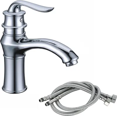 Produktbild von Waschtischarmatur, Retro, Warm- und Kaltwasserhahn, Chrom