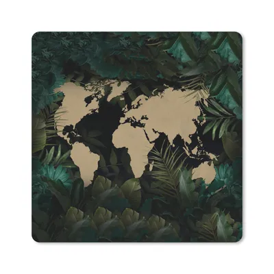 Produktbild von MuchoWow® Mauspad Mousepad Weltkarte - Braun - Blumen 20x20 cm - Mousepads - Maus Mat - Pad - Mausunterlage - Desk Mat - Bureauartikeln