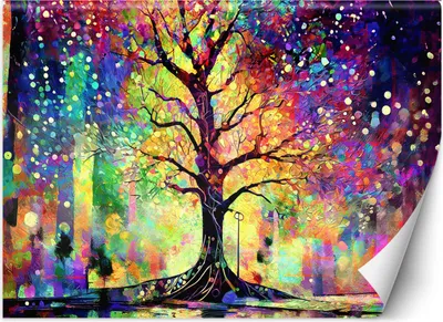 Produktbild von Vlies fototapete Farbenfroher Baum 350x245 cm Feeby Lila inkl. Kleber einfache Montage
