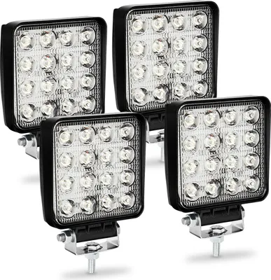 Obrázok produktu pre Fiqops obdĺžnikové LED pracovné svetlo IP67 vodotesné 12V 24V LED svetlomet pre nákladné vozidlá, offroad, SUV, ATV, spätné svetlo traktora 48W 4 kusy