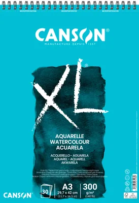 Zdjęcie produktu dla CANSON XL Aquarelle blok do akwareli 300 g/m² A3 - 30 arkuszy, spirala