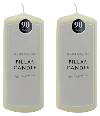 Pijlerkaarsen, weiß, 90 Std. Brenndauer, 2er-Pack