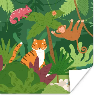 Produktbild von MuchoWow® Poster Dschungel - Tiere - Wild 75x75 cm - Wand Dekoration
