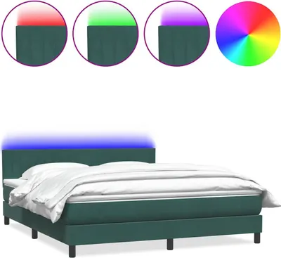 Zdjęcie produktu dla Łóżko kontynentalne z materacem i LED Ciemnozielone 180x220 cm