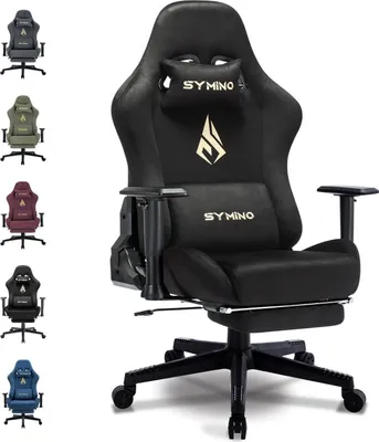 Zdjęcie produktu dla Krzesło do gier Symino Ergonomiczne krzesło z wysokiej jakości tkaniny w kolorze czarnym