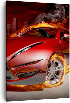 Produktbild von Bild auf Leinwand - Leinwandbild - Einteilig - Auto Flammen Rot - 50x70cm - Wand Bild - Wanddeko - Wandbilder - Leinwanddruck - Kunstdruck - Wanddekoration - Leinwand bilder - Wandbild - PA50x70-0200