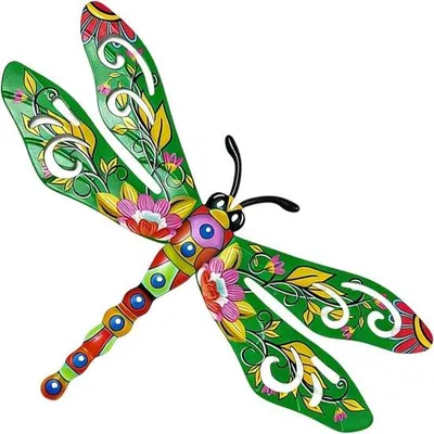 Produktbild von Metall Libel Wanddekoration - Gartenbild Libelle - Außenraum Dekorieren - Hand bemalt Design - 25 x 39 cm - Verschiedene Farben