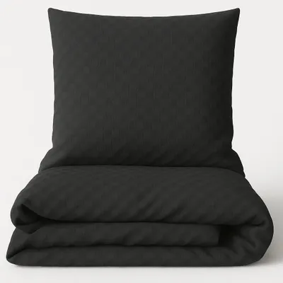 Produktbild von Bettwäsche 135x200 cm Baumwolle Set Renforce Schwarz Kariert weich Kissenbezug 80x80 cm mit Reißverschluss alle Jahreszeiten