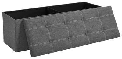 Produktbild von Aufbewahrungsbank - Faltbarer Sitzhocker/Ottomane - Mit Stauraum - 76/110 x 38 x 38 cm - Dunkelgrau