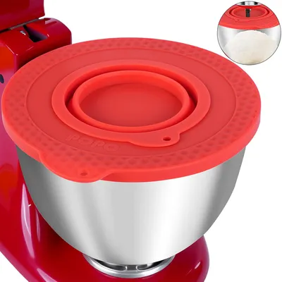 Produktbild von Silikon-Mixerschüsselabdeckung, kompatibel mit Kitchen Aid 4,5-5-Quart-Standmixern mit kippbarem Kopf,Faltbarer Spritzschutz & Gärdeckel,Spülmaschinenfest