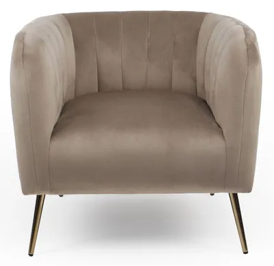 Image de MENZZO Fauteuil moderne Bombaro pieds métal doré et Velours Taupe