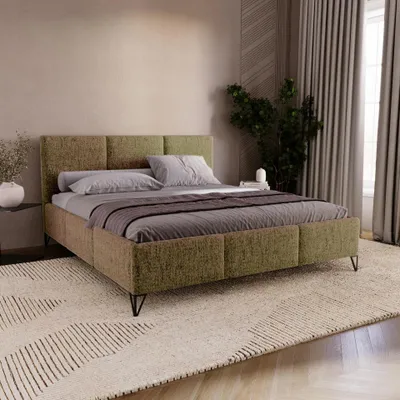 Produktbild von Chilly Möbel Design Bett Modero - Polsterbett mit Bettkasten, Lattenrost und Kopfteil 200x200 cm / Metallrahmen / Neve / Olivgrün