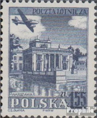 Produktbild von Briefmarken Polen 1954 Mi 859 postfrisch Flugzeug überBaudenkmälern