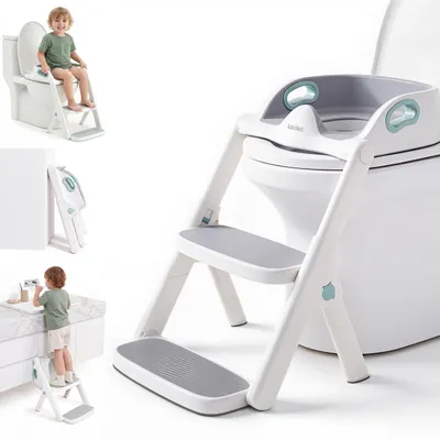 Immagine prodotto di Sedile per WC 2-in-1 con poggiapiedi, pieghevole, antiscivolo, per bambini piccoli