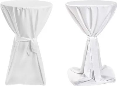 Produktbild von TexDeko Stehtischhussen Premium mit Schleifenband für Bistrotisch Bartisch Weiß Ø 80cm Durchmesser